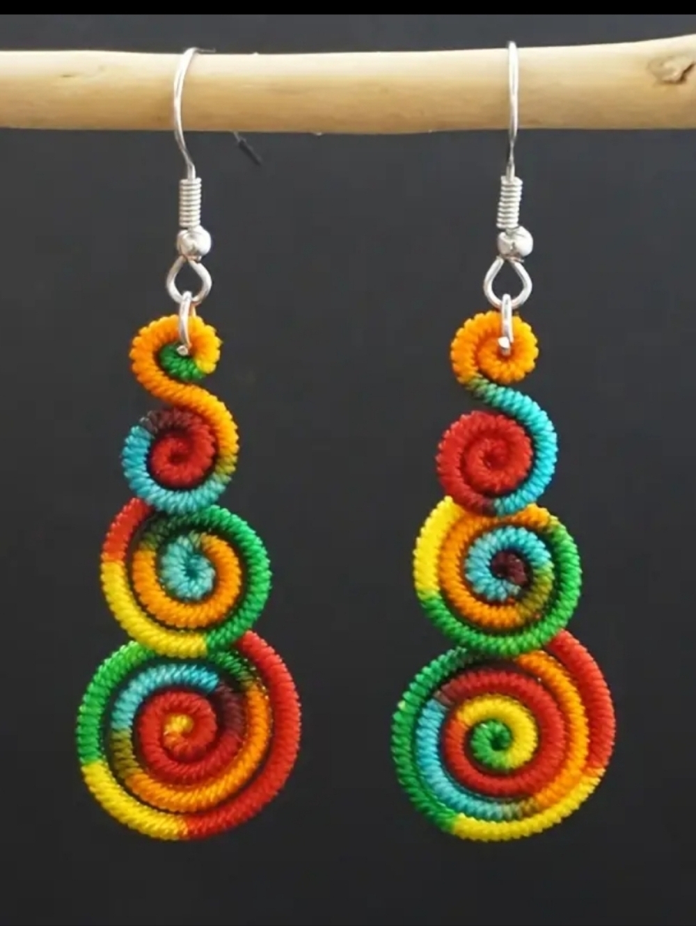 Handmade Multicolor Rainbow Spiral Drop Earrings - Women Jewelry